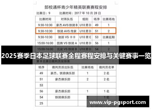 2025赛季日本足球联赛全程赛程安排与关键赛事一览