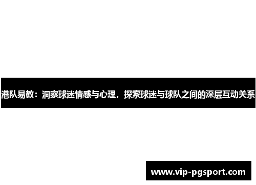 港队易教：洞察球迷情感与心理，探索球迷与球队之间的深层互动关系