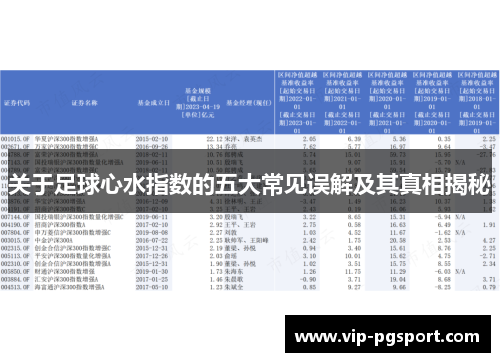 关于足球心水指数的五大常见误解及其真相揭秘